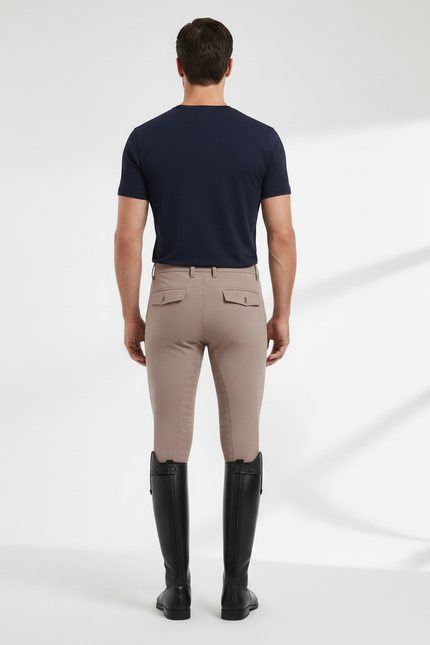 Pantalon Équitation Homme Beige Silicone Adhérent Stretch Ajusté - Polyester - vue 2