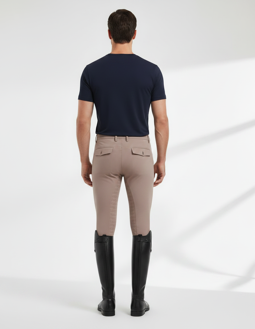 Pantalon Équitation Homme Beige Silicone Adhérent Stretch Ajusté - Polyester - vue 2