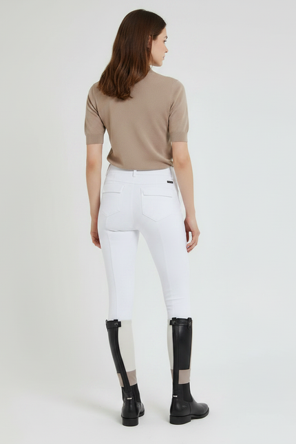 Pantalon Équitation Blanc Silicone Ajusté Confortable Femme - Polyester - vue 2