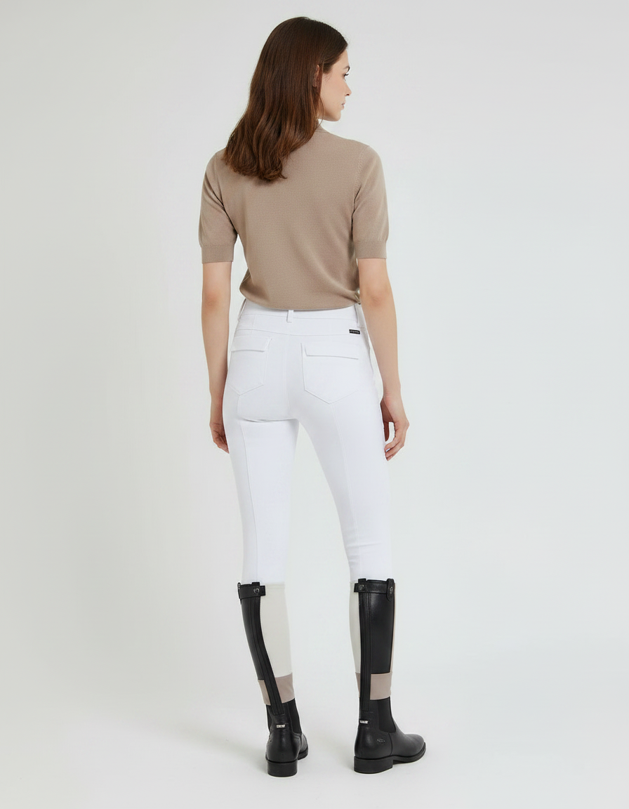 Pantalon Équitation Blanc Silicone Ajusté Confortable Femme - Polyester - vue 2