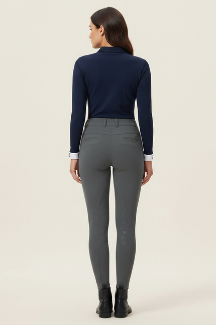 Pantalon Équitation Gris Femme Silicone Slim Ajusté - Polyester - vue 2