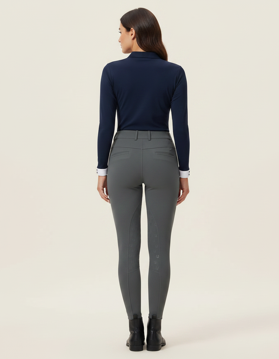 Pantalon Équitation Gris Femme Silicone Slim Ajusté - Polyester - vue 2
