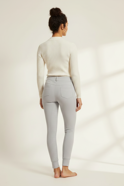 Pantalon Équitation Gris Femme Silicone Taille Haute Ajusté - Polyester - vue 2