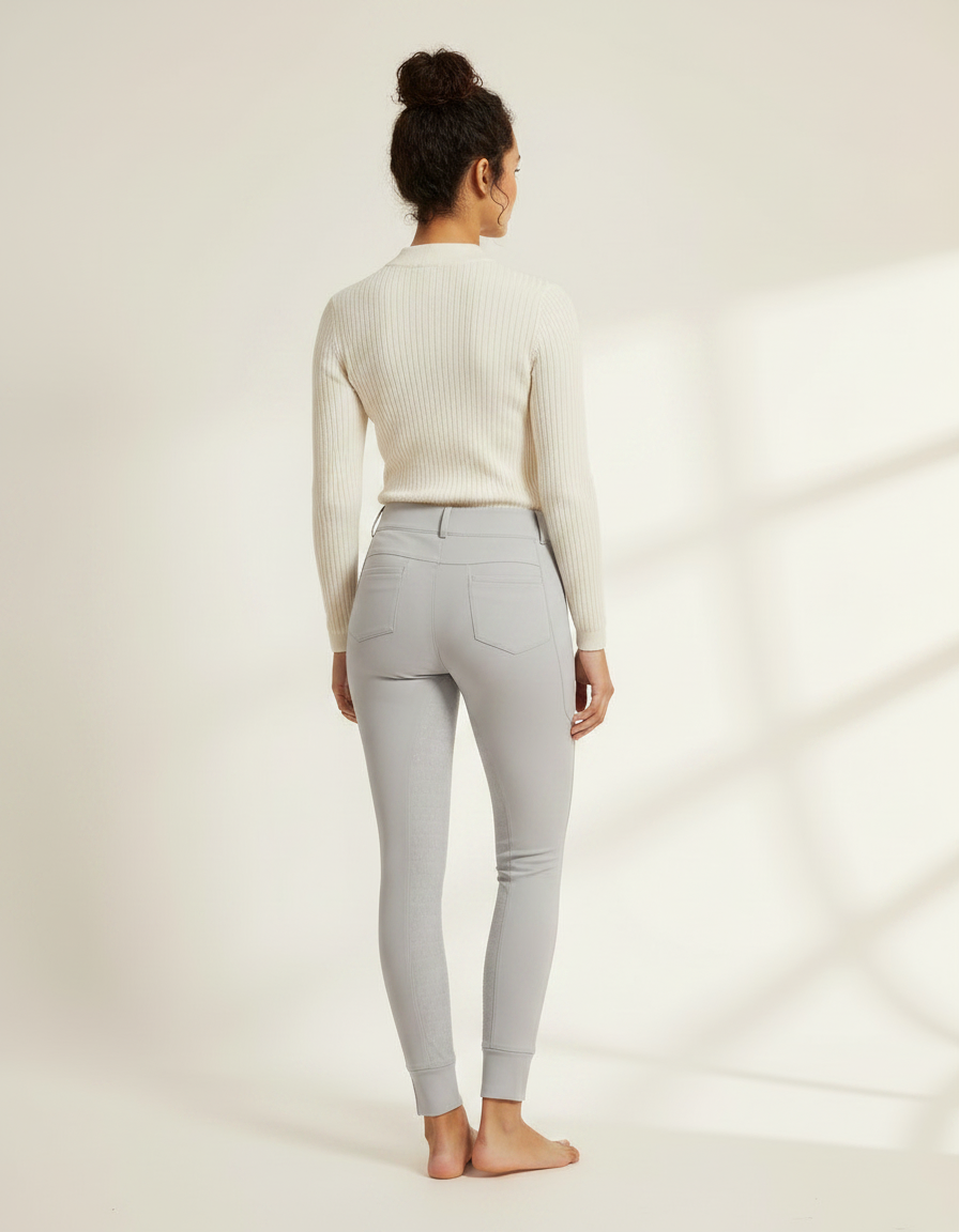 Pantalon Équitation Gris Femme Silicone Taille Haute Ajusté - Polyester - vue 2