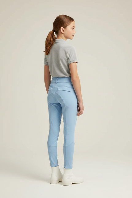 Pantalon Équitation Bleu Ciel Enfant Silicone Full-Seat Élégant - Polyester - vue 2
