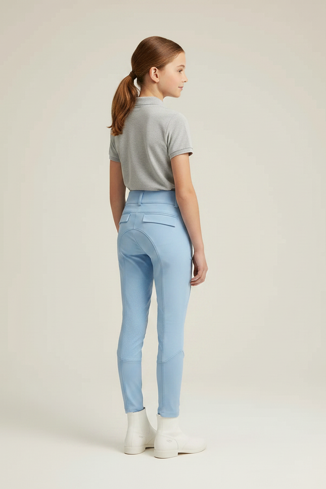Pantalon Équitation Bleu Ciel Enfant Silicone Full-Seat Élégant - Polyester - vue 2