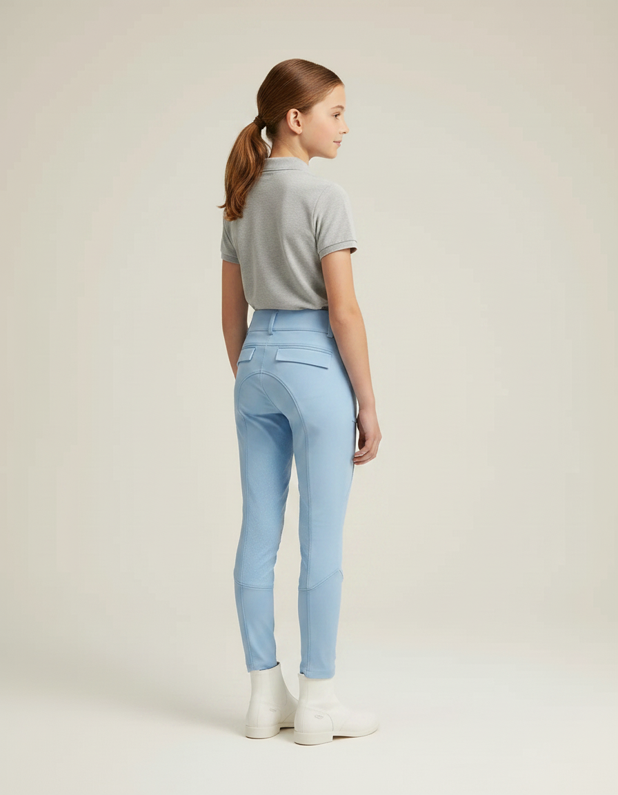 Pantalon Équitation Bleu Ciel Enfant Silicone Full-Seat Élégant - Polyester - vue 2