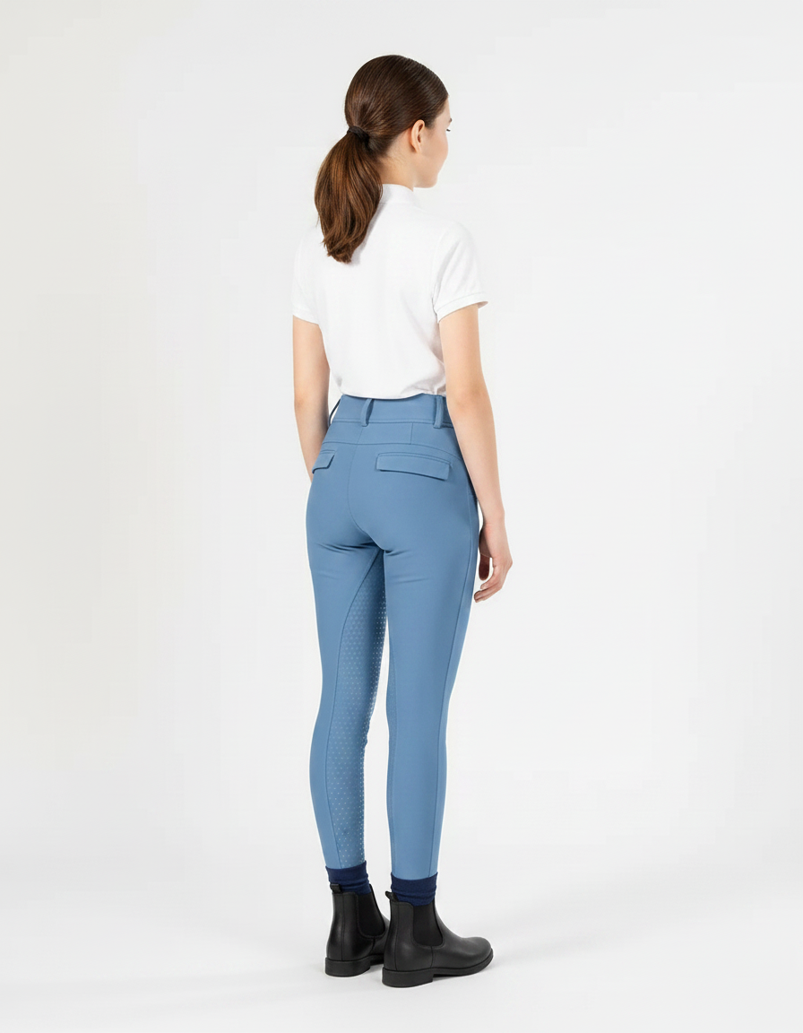 Pantalon Équitation Bleu Enfant Silicone Confortable Ajusté - Polyester - vue 2