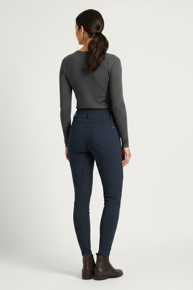 Pantalon Équitation Marine Femme Ajusté Silicone Poches - Polyester - vue 2