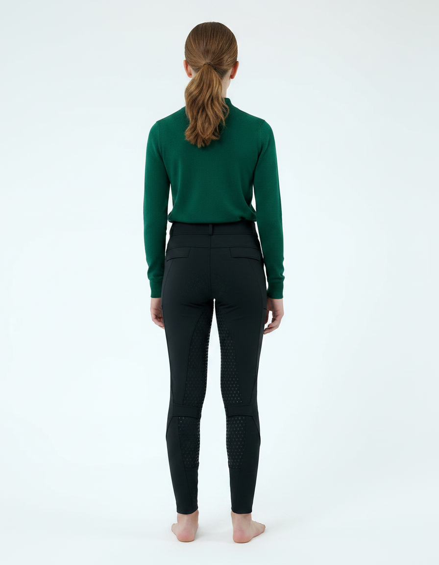 Pantalon Équitation Noir Fille Silicone Full-Seat Élégant - Polyester - vue 2