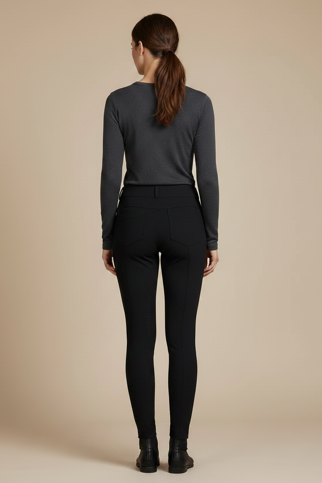 Pantalon Équitation Noir Silicone Ajusté Discret Femme - Polyester - vue 2