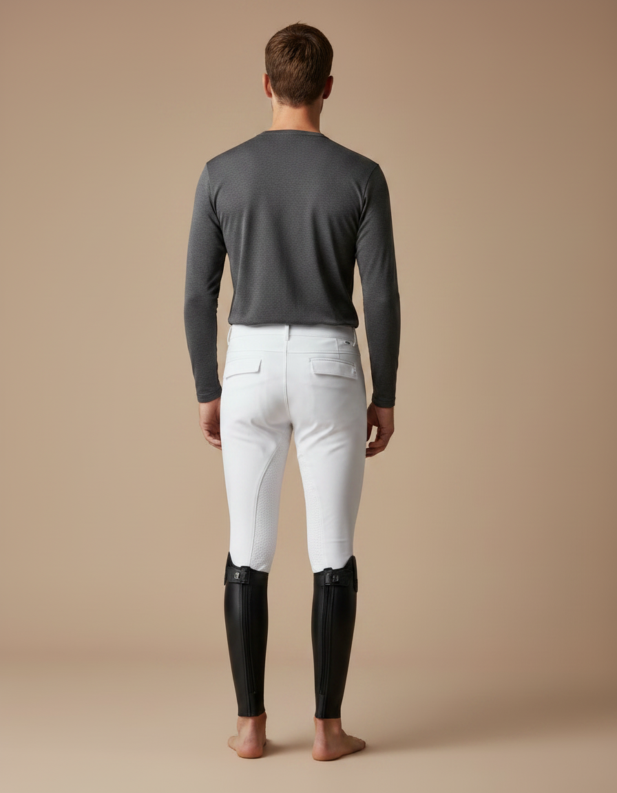Pantalon Équitation Blanc Homme Silicone Ajusté Respirant - Polyester - vue 2