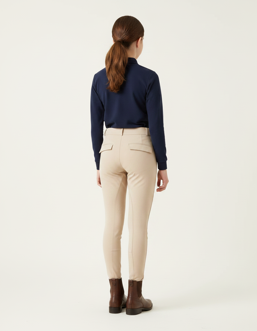 Pantalon Équitation Beige Enfant Confortable Ajusté Poches - Polyester - vue 2