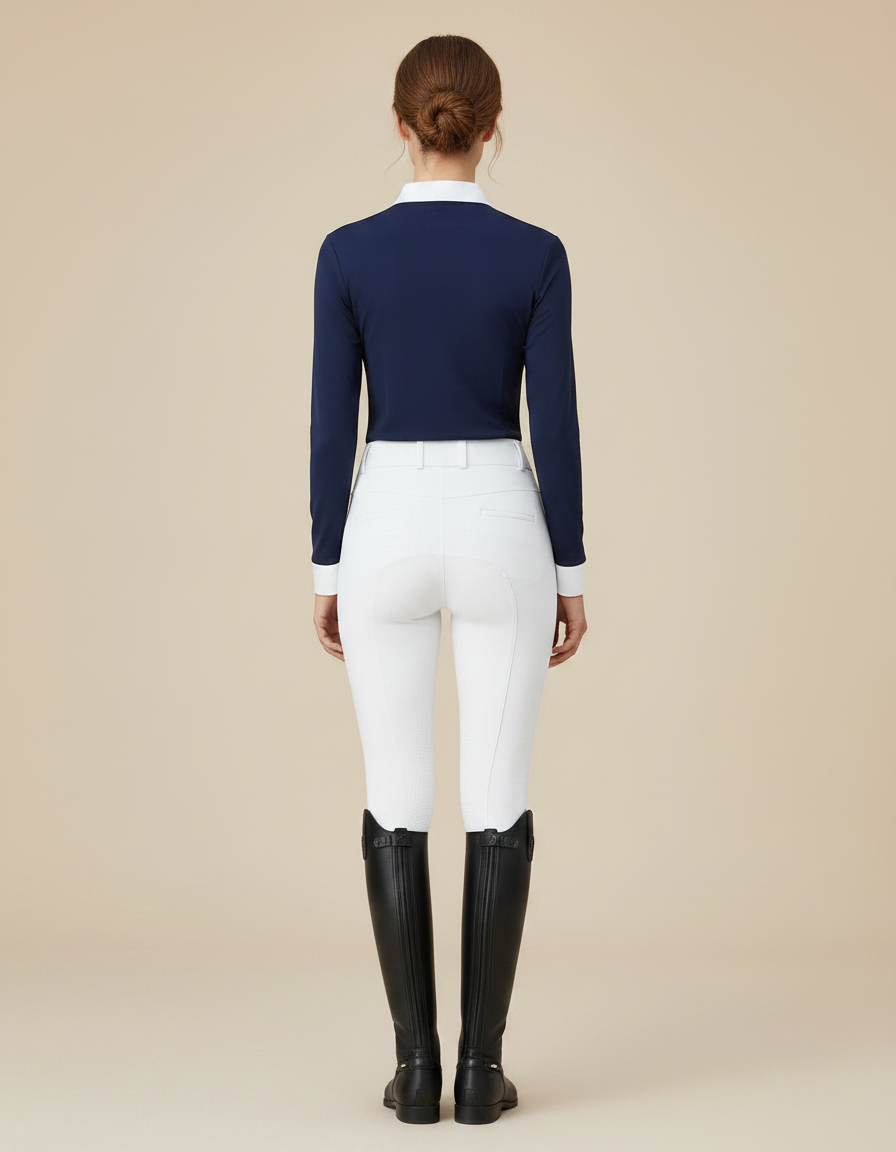 Pantalon Équitation Blanc Femme Ajusté Confortable Silicone - Polyester - vue 2