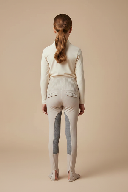 Pantalon Équitation Beige Enfant Silicone Confortable Stretch - Polyester - vue 2