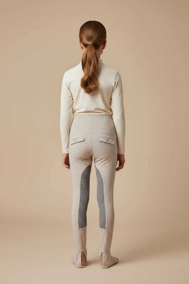 Pantalon Équitation Beige Enfant Silicone Confortable Stretch - Polyester - vue 2