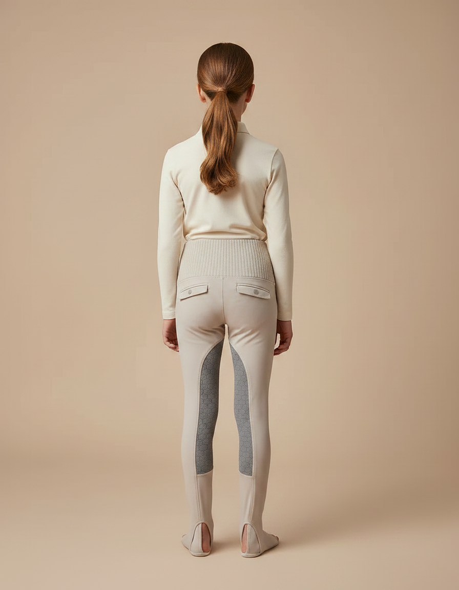 Pantalon Équitation Beige Enfant Silicone Confortable Stretch - Polyester - vue 2