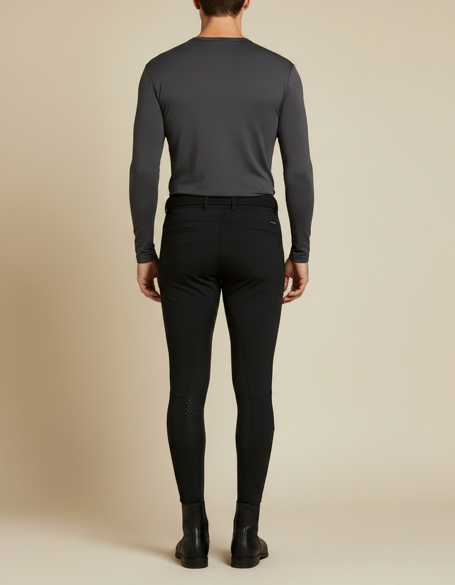 Pantalon Équitation Noir Adhérent Silicone Homme Stretch - Polyester - vue 2