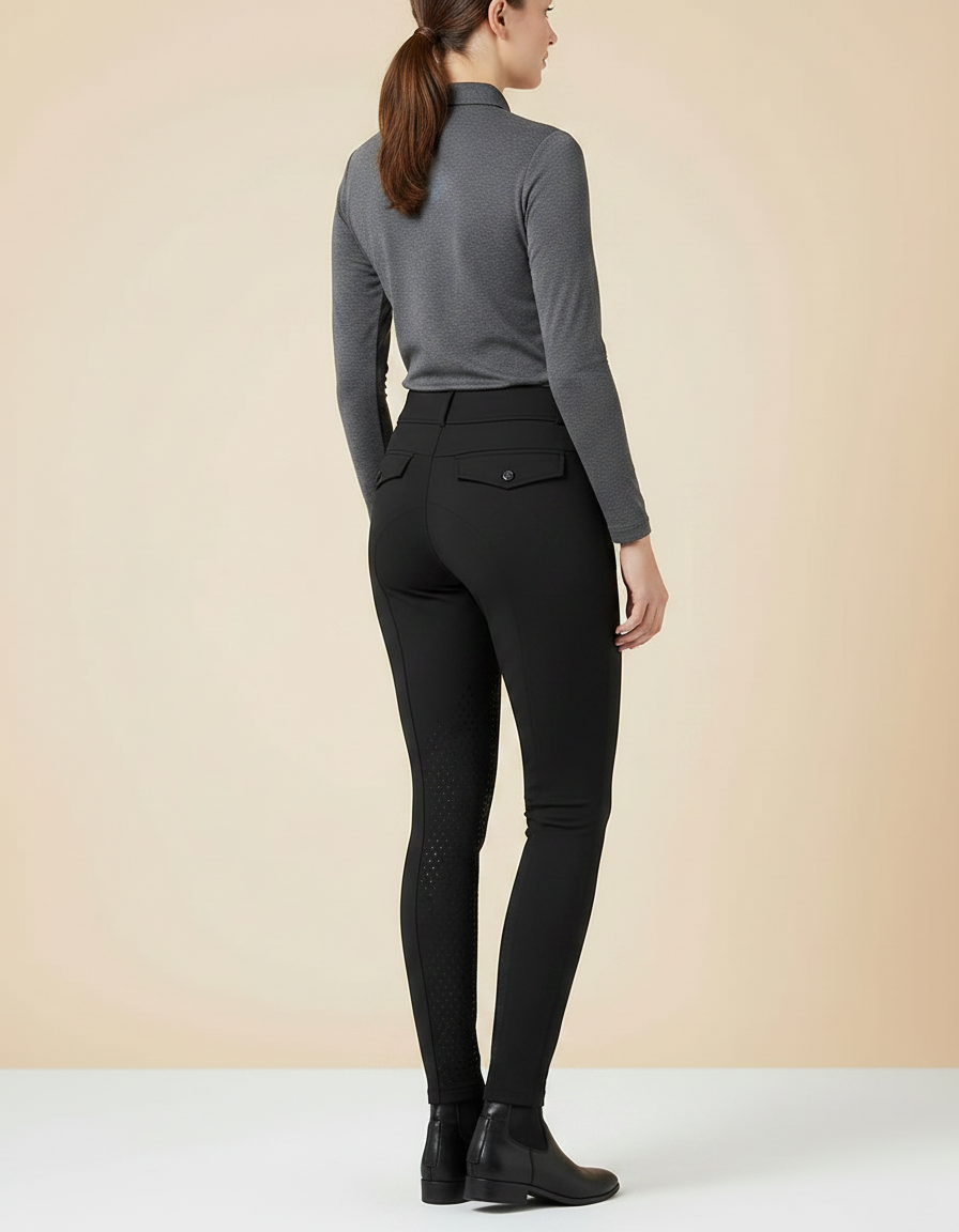 Pantalon Équitation Noir Femme Ajusté Silicone Sport - Polyester - vue 2