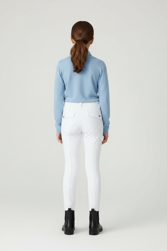 Pantalon Équitation Blanc Enfant Silicone Adhérent Ajouré - Polyester - vue 2