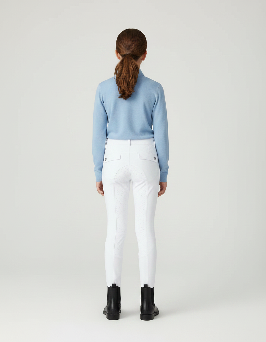 Pantalon Équitation Blanc Enfant Silicone Adhérent Ajouré - Polyester - vue 2