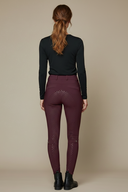 Pantalon Équitation Bordeaux Femme Silicone Grip Ajusté - Polyester - vue 2