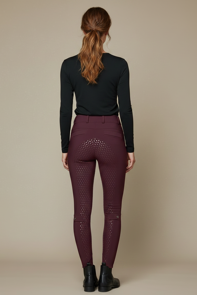 Pantalon Équitation Bordeaux Femme Silicone Grip Ajusté - Polyester - vue 2