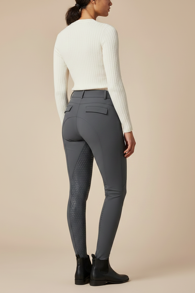 Pantalon Équitation Gris Femme Silicone Grip Ajusté - Polyester - vue 2