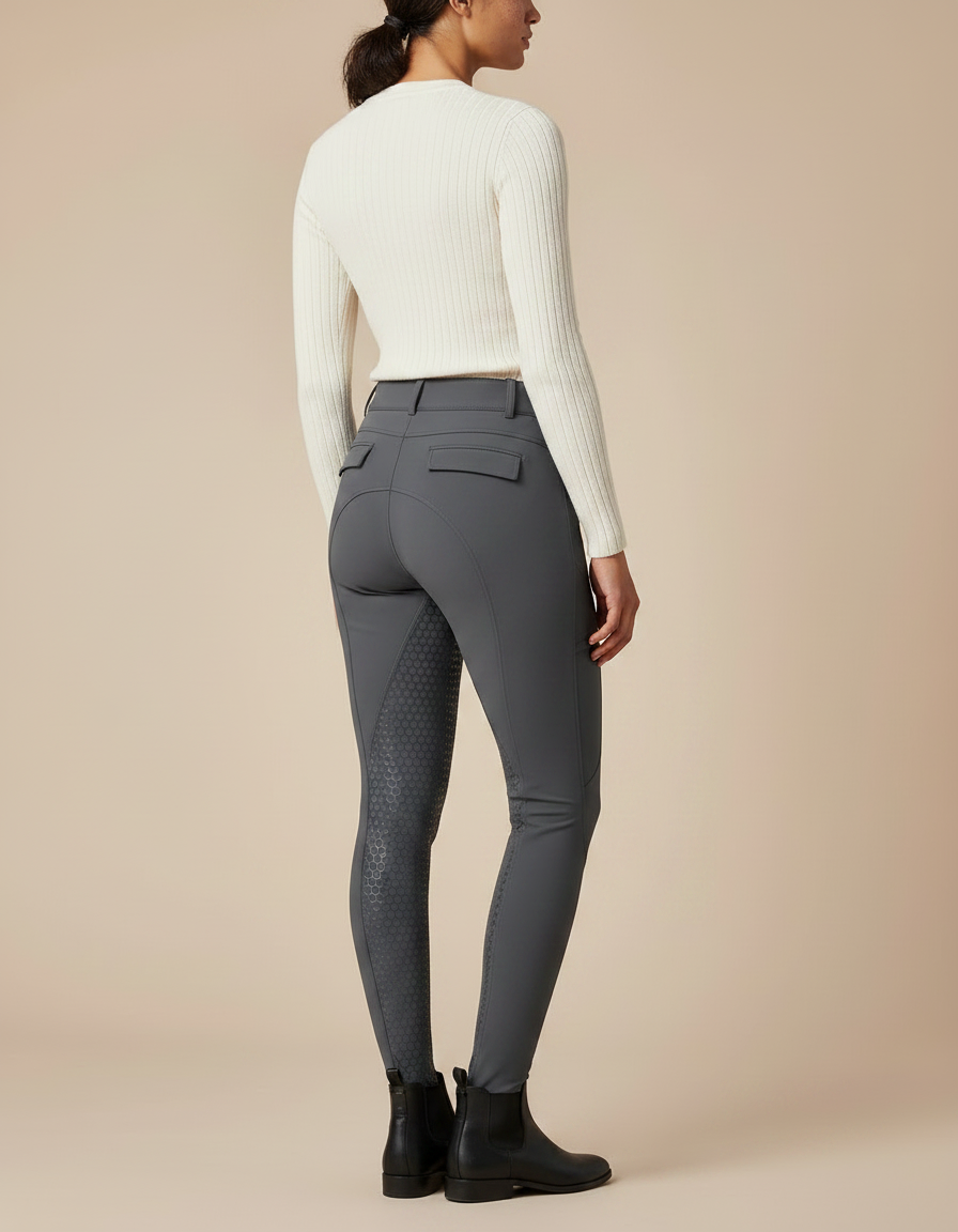 Pantalon Équitation Gris Femme Silicone Grip Ajusté - Polyester - vue 2