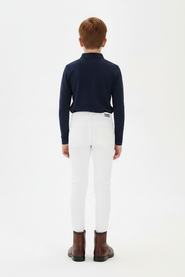 Pantalon Équitation Blanc Enfant Ajusté Silicone - Gabardine - vue 2