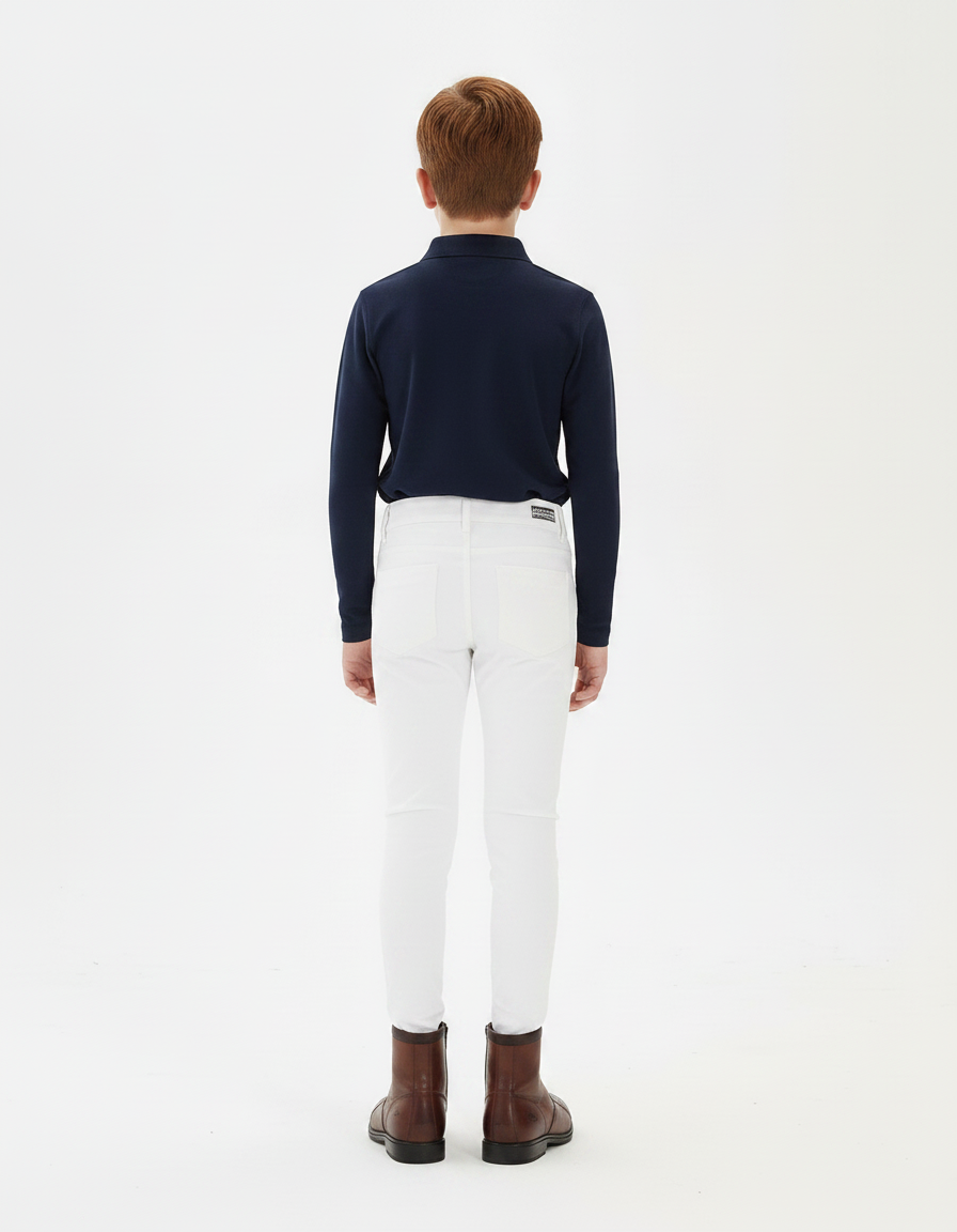 Pantalon Équitation Blanc Enfant Ajusté Silicone - Gabardine - vue 2