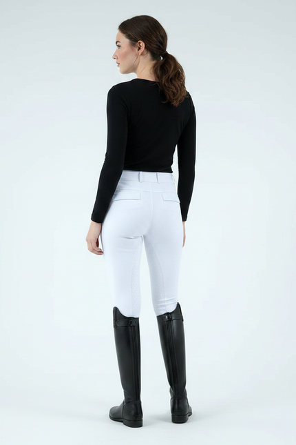 Pantalon Équitation Blanc Femme Silicone Ajusté Sport - Polyester - vue 2