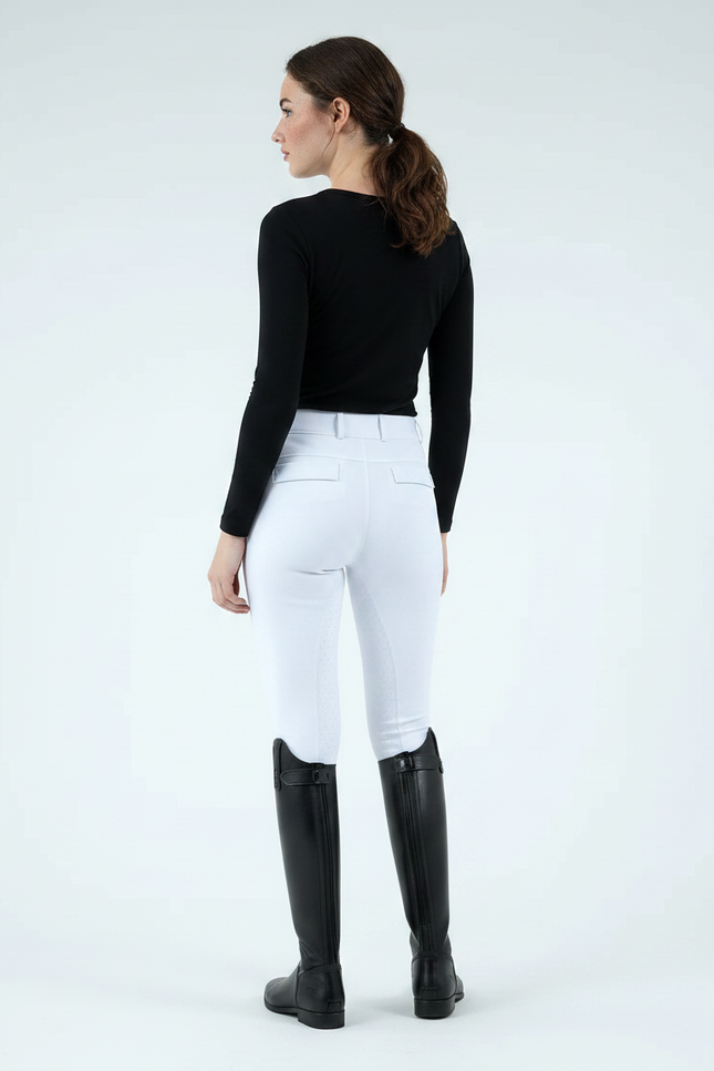 Pantalon Équitation Blanc Femme Silicone Ajusté Sport - Polyester - vue 2