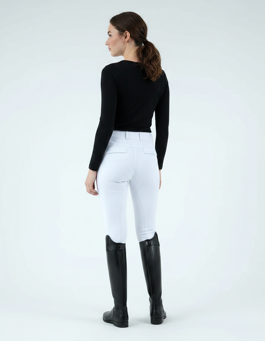 Pantalon Équitation Blanc Femme Silicone Ajusté Sport - Polyester - vue 2
