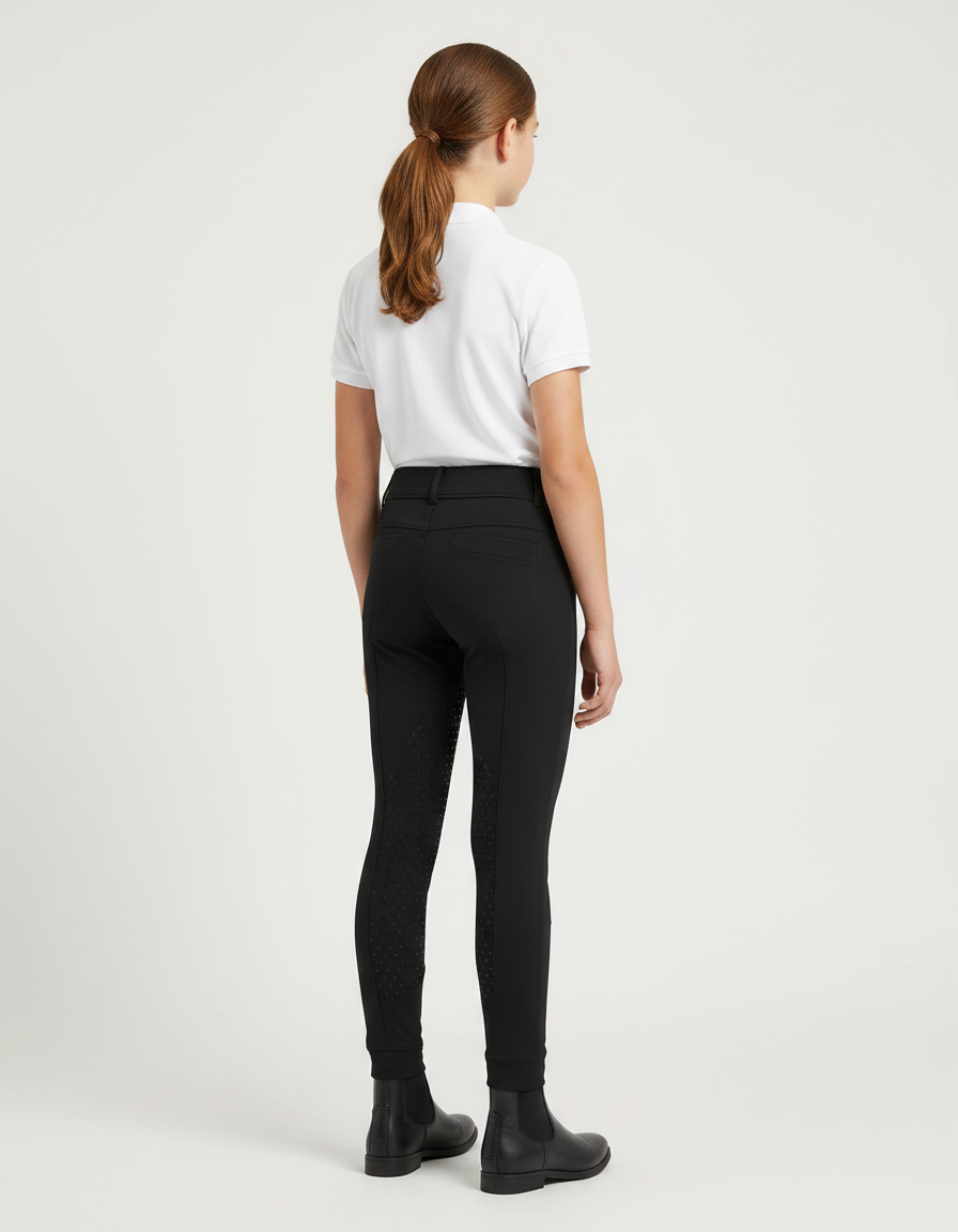 Pantalon Équitation Noir Enfant Silicone Full-Grip Ajusté - Polyester - vue 2