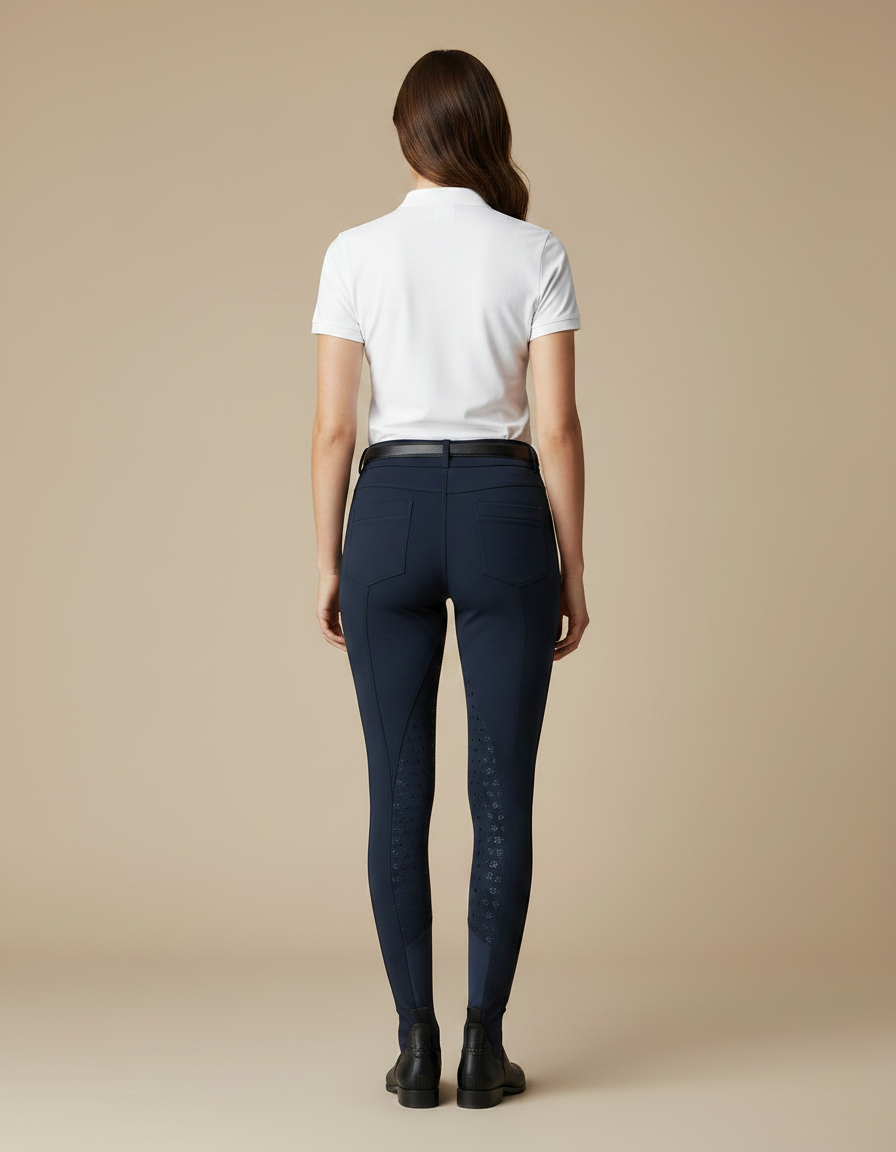 Pantalon Équitation Marine Silicone Confortable Femme Élégant - Polyester - vue 2