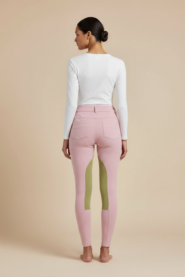 Pantalon Équitation Rose Femme Genoux Renforcés Adhérent - Polyester - vue 2