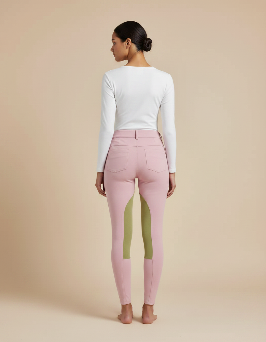 Pantalon Équitation Rose Femme Genoux Renforcés Adhérent - Polyester - vue 2