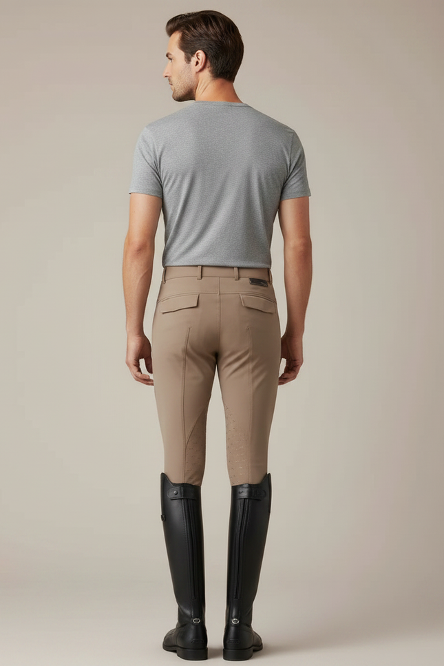 Pantalon Équitation Beige Homme Adhérent Silicone Ajusté - Polyester - vue 2
