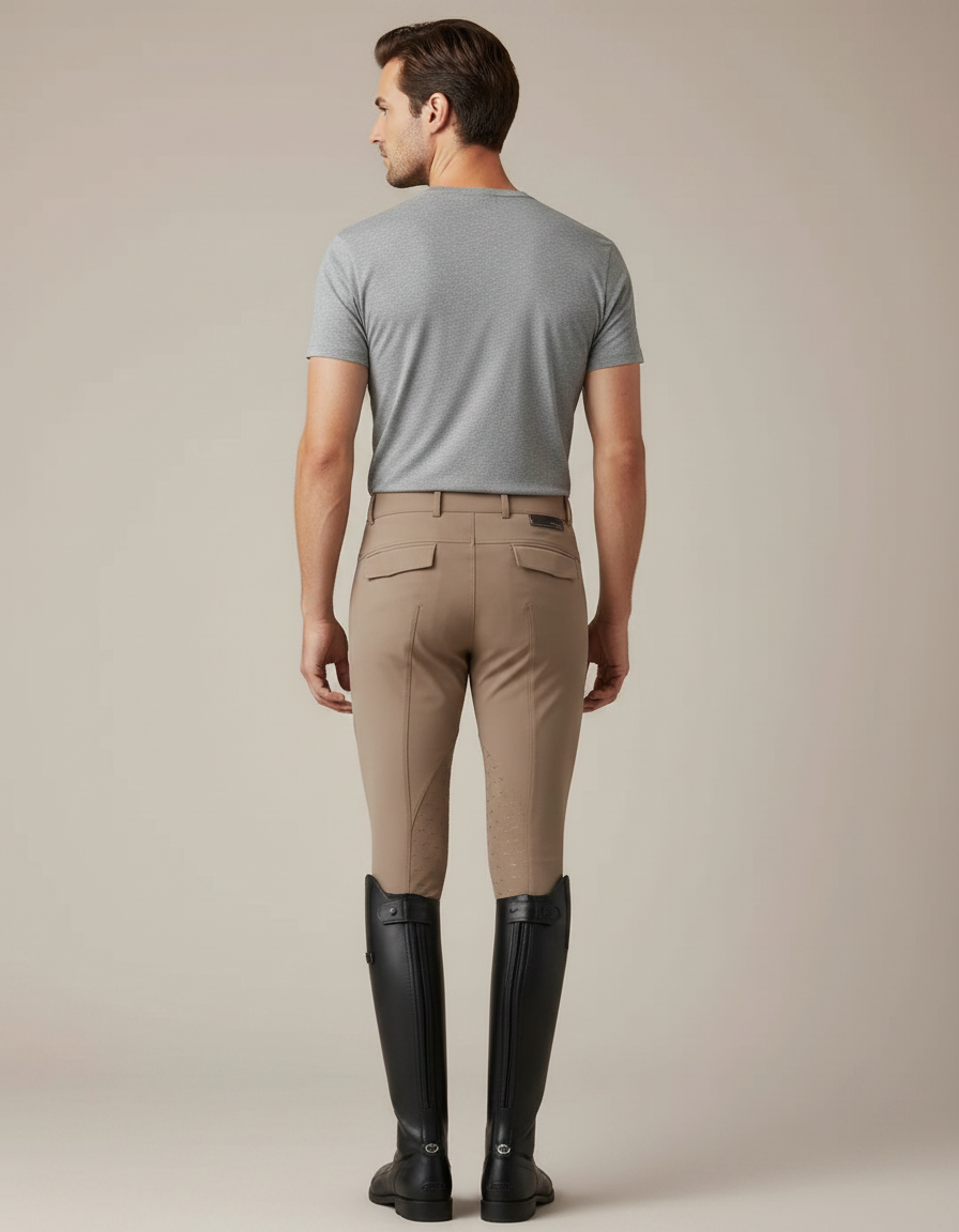 Pantalon Équitation Beige Homme Adhérent Silicone Ajusté - Polyester - vue 2