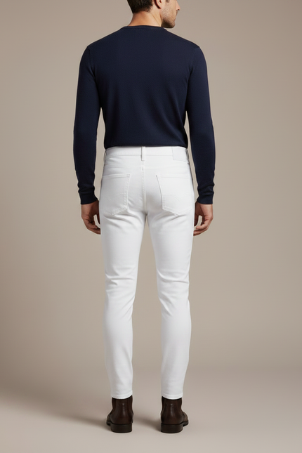 Pantalon Equitation Jeans - Blanc - vue 2