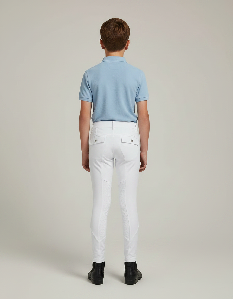 Pantalon Équitation Blanc Enfant Silicone Ajusté - Polyester - vue 2
