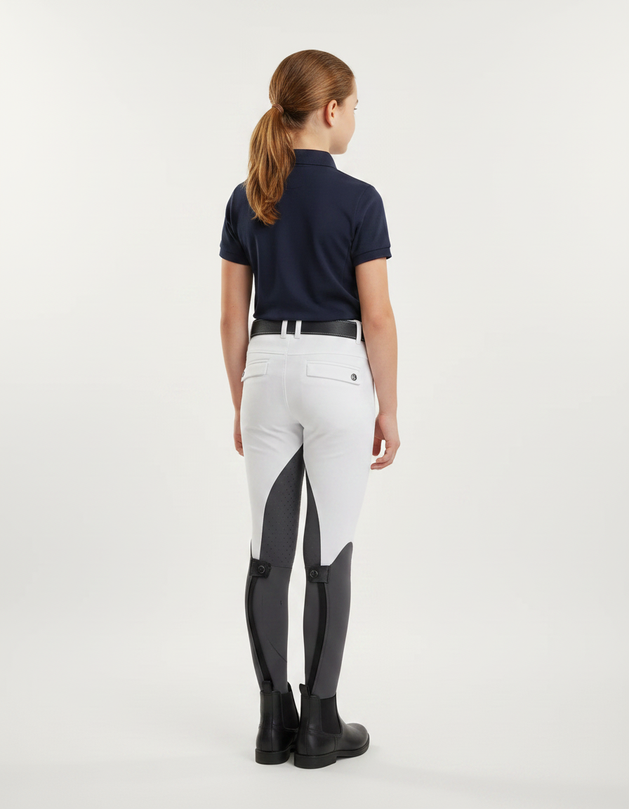 Pantalon Équitation Blanc Enfant Full Seat Grip - Polyester - vue 2