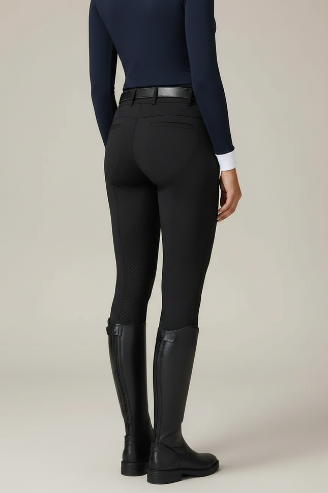 Pantalon Équitation Noir Femme Ajusté Silicone Confortable - Polyester - vue 2