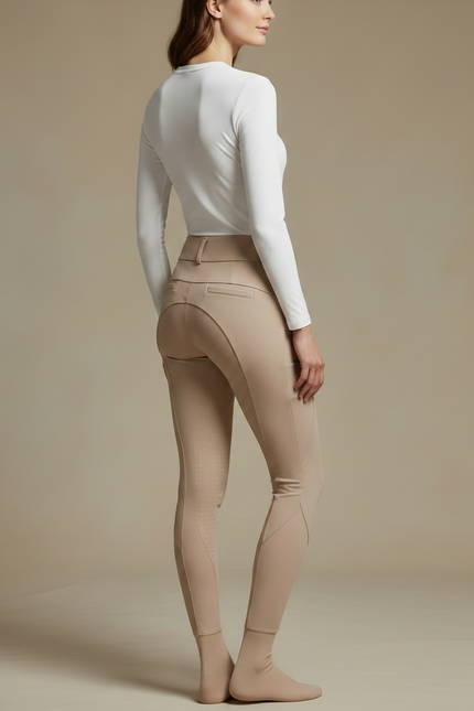Pantalon Equitation Sans Couture - Beige Polyester - vue 2