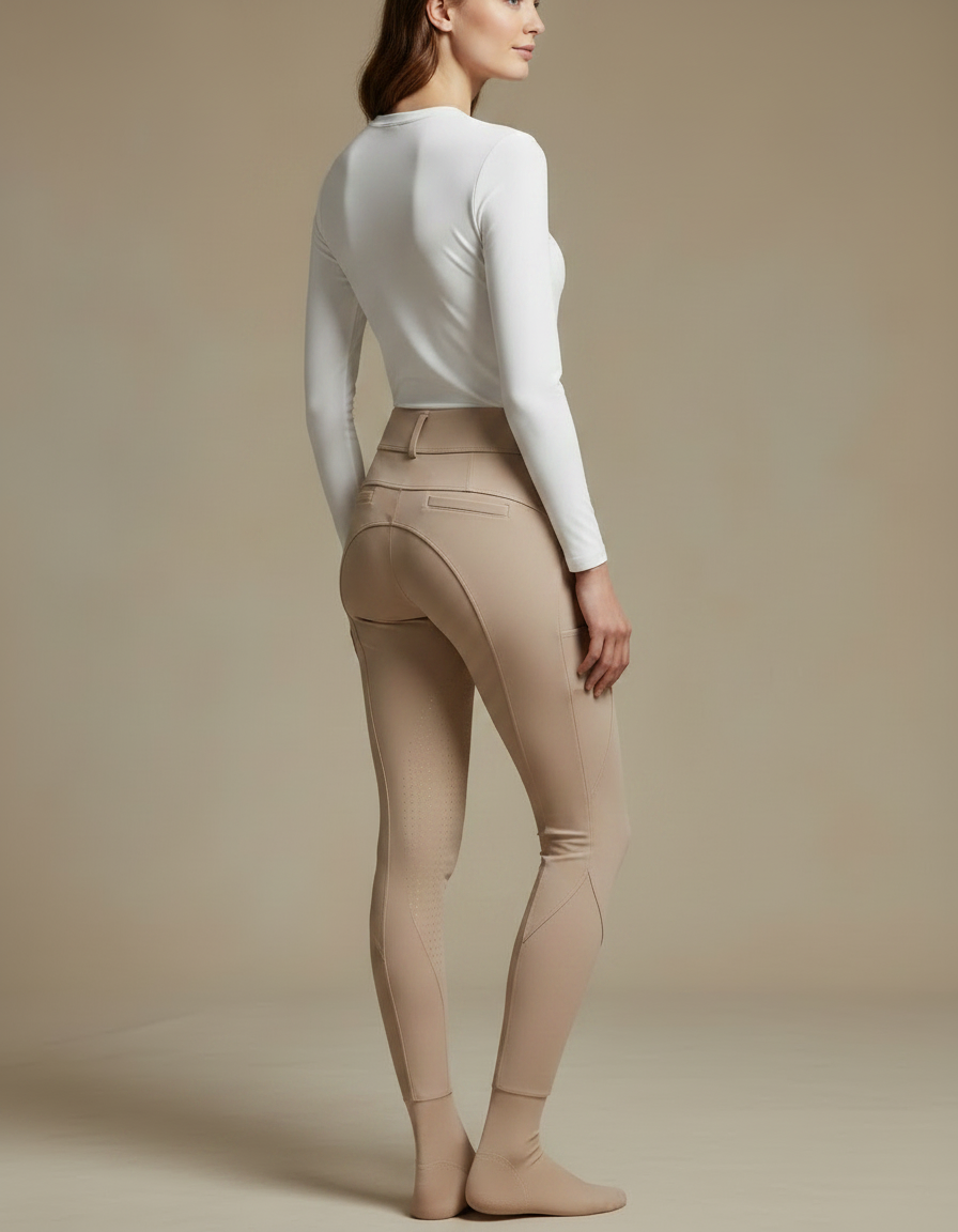 Pantalon Equitation Sans Couture - Beige Polyester - vue 2