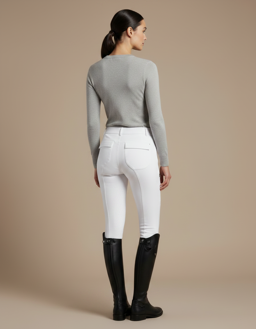 Pantalon Equitation Blanc Femme - Polyester - vue 2