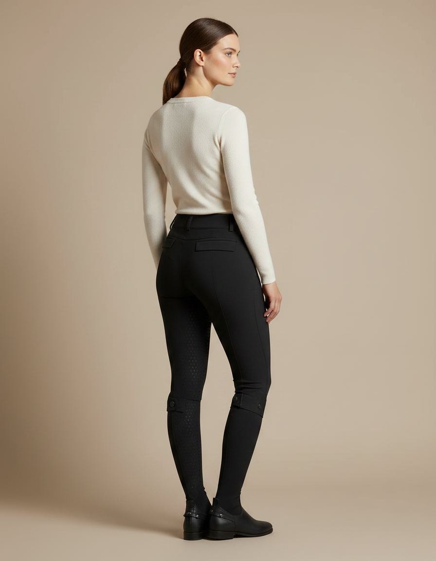 Pantalon Équitation Noir Silicone Femme Ajusté Élégant - Polyester - vue 2