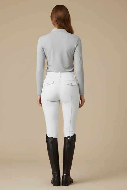 Pantalon Équitation Blanc Femme Silicone Taille Haute Ajusté - Polyester - vue 2
