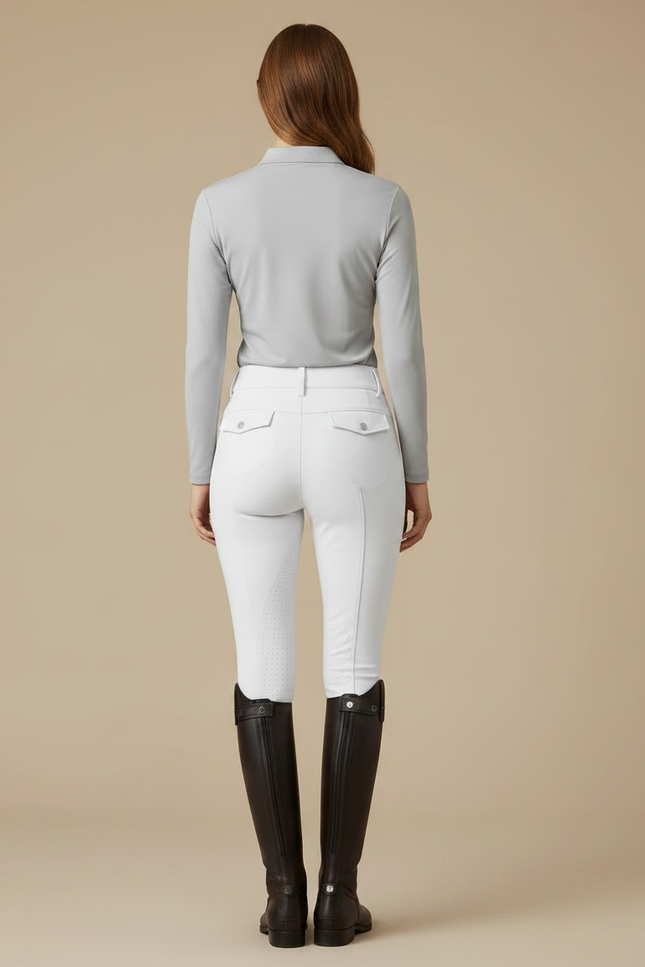 Pantalon Équitation Blanc Femme Silicone Taille Haute Ajusté - Polyester - vue 2